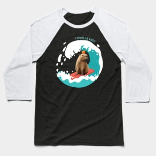 Capybara Vibes Beach Waves Capybara Wildlife Animal Capybara Baseball T-Shirt